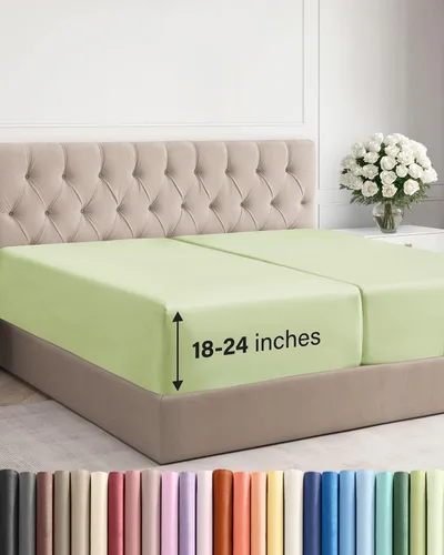 Miniatura 140 de Sábana bajera ajustable extra profunda tamaño completo – Sábana bajera individual de lujo para hotel únicamente – Se adapta fácilmente a colchones