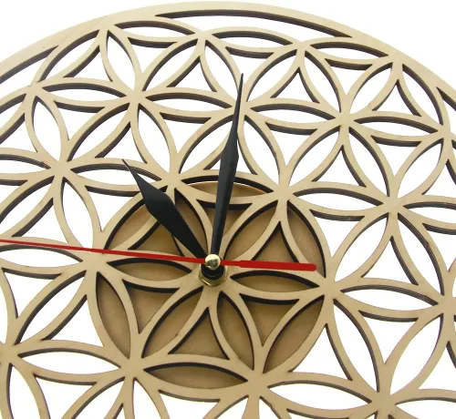 Miniatura 2 de The Geeky Days Flower of Life Intersect Rings Reloj de pared de madera geométrica geometría sagrada Reloj decorativo Reloj de inauguración