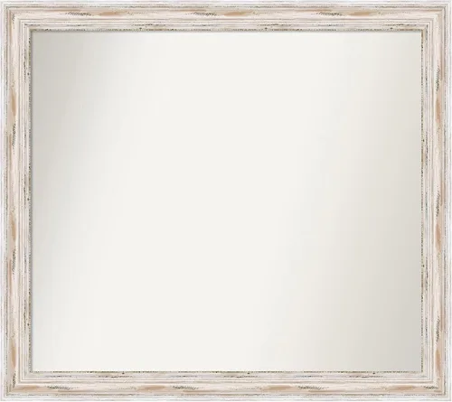Miniatura 187 de Amanti Art Espejo de baño blanco para sobre el fregadero, 30 x 35 pulgadas, espejo de tocador rectangular estrecho de Eva de oro blanco, marco