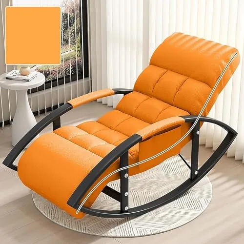 Miniatura 17 de Large Adjustable Reclining Rocking Chair Set with Footrest for Living Room and BalconyComfortable Outdoor Indoor Seating Solution,Amarillo-Golden