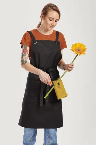 Miniatura 4 de Caldo Delantal de cocina Crossback para cocinar (negro)