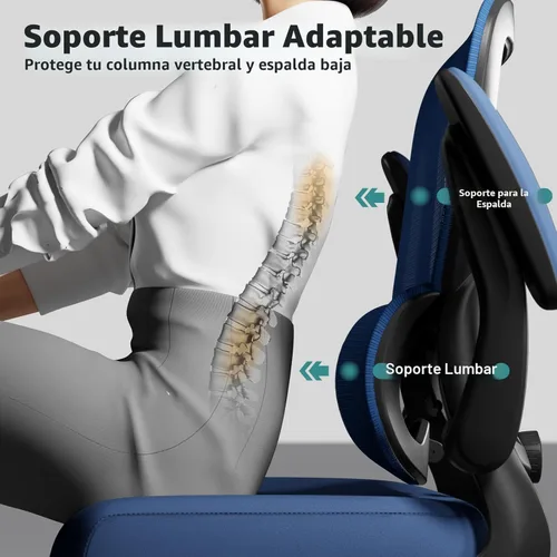 Miniatura 6 de TRALT Silla de oficina – Silla de escritorio ergonómica con soporte lumbar ajustable, silla de computadora de malla, sillas ejecutivas para oficina