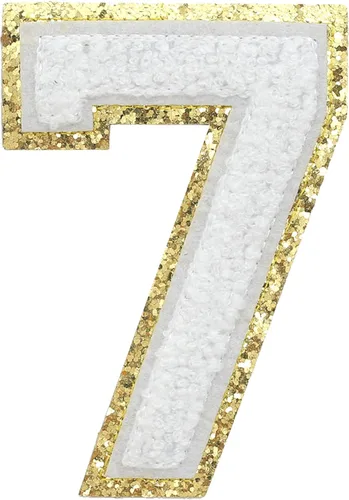 Miniatura 164 de GYGYL - 3 parches de letras deportivas de felpilla con purpurina, parches para planchar de tamaño grande para decoración de disfraces