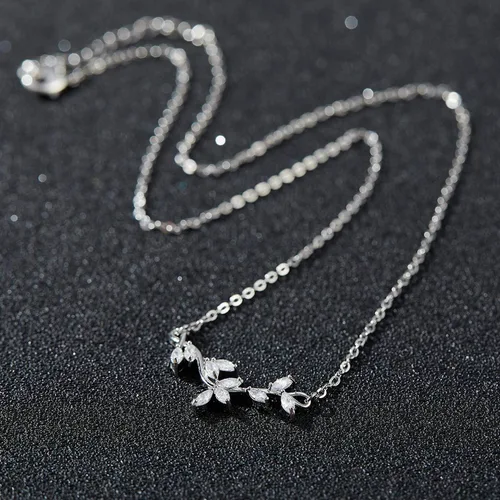 Miniatura 5 de SWEETV Collar de cristal para novia de boda para novias, collar con colgante de espalda delicada de vid de circonita cúbica para mujer, regalo