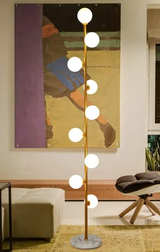 Miniatura 5 de Hsyile Lighting KU300198 Lámpara de pie elegante y acogedora moderna creativa para sala de estar, dormitorio, oficina, 9 luces Dorado