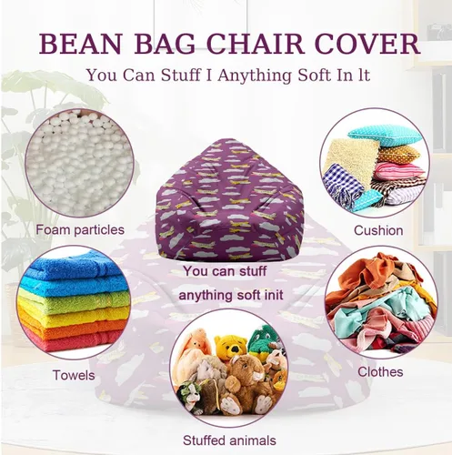 Miniatura 7 de Lukery Puf para adultos (sin relleno), funda de puf de mariposa 3D, puf de almacenamiento de animales de peluche para niños, cómodos puf para sofá