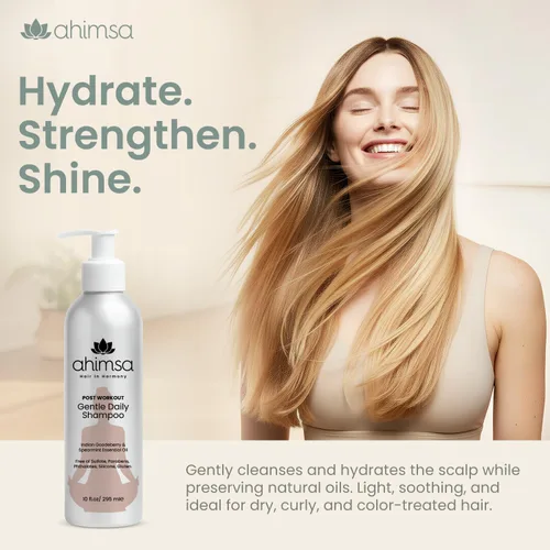Miniatura 4 de Ahimsa Gentle Daily Shampoo sin parabenos sulfatos, champú orgánico para cabello seco dañado, rizado y tratado con color, aminoácidos de manzana