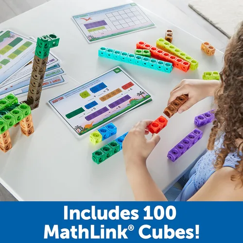 Miniatura 4 de Learning Resources MathLink Cubes - Juego de actividades matemáticas para jardín de infantes: ¡Tiempo de dinosaurio! 115 piezas, a partir de 5 años
