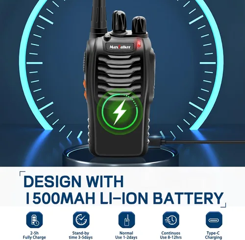 Miniatura 5 de MT-8S Walkie Talkies de largo alcance para adultos, radios Walkie Talkies con auricular de conducto, linterna, radio de 2 vías con batería