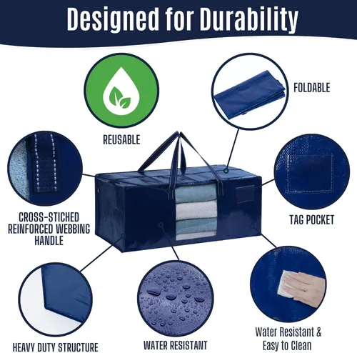 Miniatura 5 de VENO Paquete de 8 bolsas de mudanza resistentes, bolsas de embalaje con ventana transparente, alternativa a las cajas de mudanza, contenedores