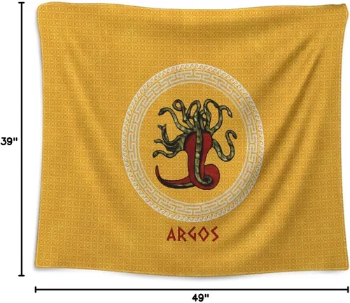 Miniatura 6 de Nice Captain Tapiz con emblema de la ciudad griega antigua, bandera de Polis griega, póster para colgar en la pared, 39.4 in x 49.2 in, arte de Argos
