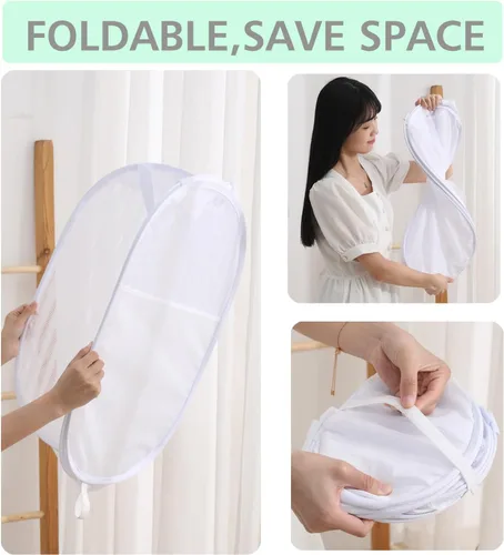 Miniatura 5 de Solidly Handy - Cesta desplegable de malla para lavandería, plegable, ligera, para lavar, almacenamiento de ropa duradera para habitación de niños