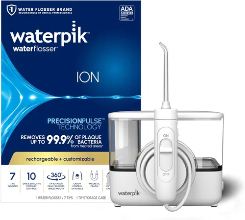 Miniatura 12 de Waterpik ION - Irrigador dental profesional, recargable y portátil para dientes, encías, aparatos ortopédicos, 10 ajustes, 7 puntas de irrigación