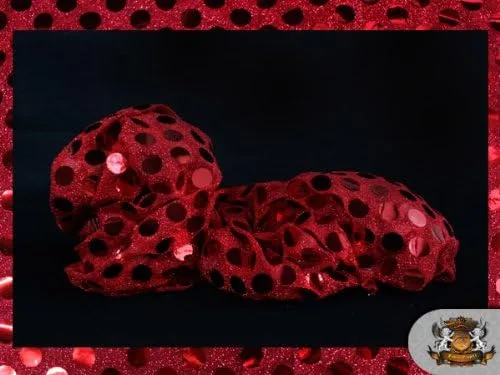 Miniatura 3 de Tela roja con lentejuelas grandes y lunares, 44 pulgadas de ancho, vendido por yarda