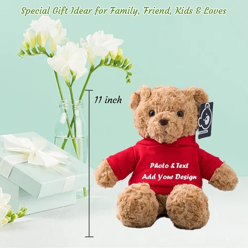 Miniatura 4 de Oso de Peluche Personalizado, Animal de Peluche, Juguetes de Oso de Peluche con Texto Personalizado + Imagen como Regalos Personalizados