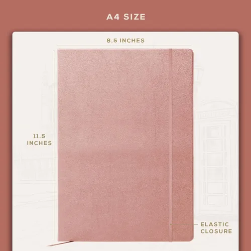Miniatura 4 de Beechmore Books Cuaderno de bocetos A4 – 8.5 x 11 pulgadas, encuadernado en cuero vegano de alta calidad, tapa dura con 156 páginas gruesas de 160