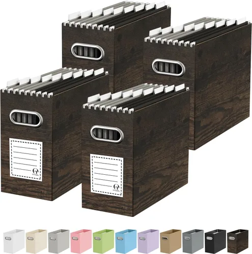 Miniatura 32 de Oterri Caja organizadora de archivos de cartón para colgar carpetas de archivos, tamaño carta, caja de archivos para escritorio de computadora