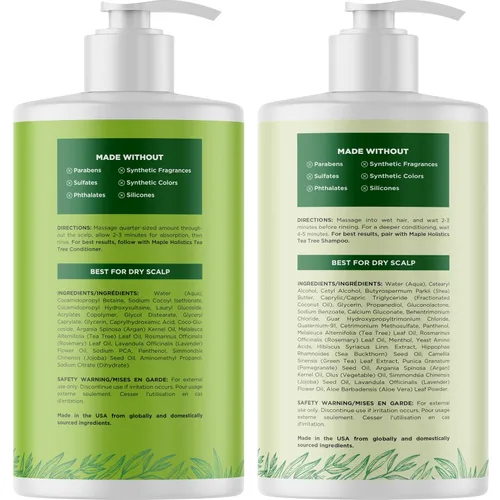 Miniatura 5 de Juego de champú y acondicionador de árbol de té, champú y acondicionador clarificante sin sulfato para el cuidado del cabello graso y el cuero