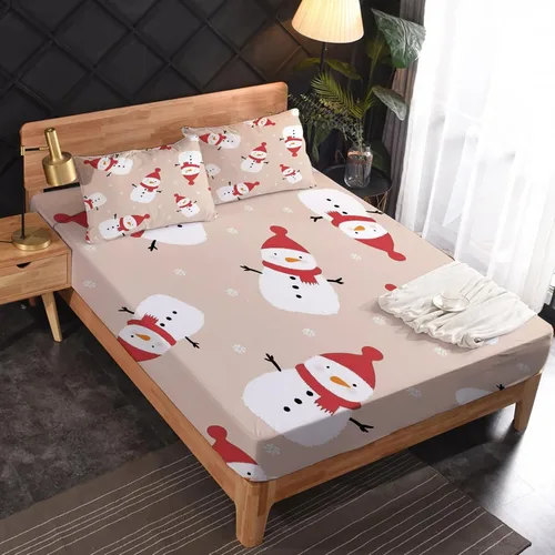 Miniatura 2 de Juego de sábanas de Navidad con diseño de muñeco de nieve de tamaño matrimonial, sábanas de Navidad, microfibra suave, bolsillo profundo, sábanas