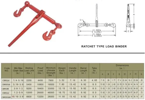 Miniatura 6 de Mytee Products 1/2" - 5/8" Sujetador de Cadena con Trinquete