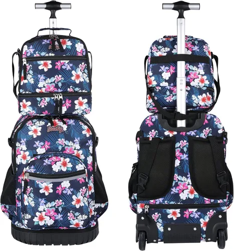 Miniatura 7 de seastig Mochila con ruedas de 18 pulgadas con bolsa de almuerzo y estuche para lápices, mochila con ruedas, mochila para laptop, adultos y niños