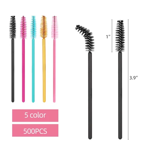 Miniatura 2 de Tbestmax 500 Varitas de Rímel Desechables Cepillo de Pestañas Spoolies para Ceja Extensión de Pestañas de Ojo, Kits de Aplicadores de Brochas de 5