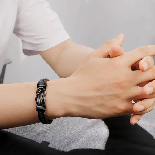 Miniatura 3 de Pulsera de cuero trenzado para hombre, regalo para hombres, marido, novio, papá, hijo, nieto, hermano, cumpleaños, día del padre, aniversario