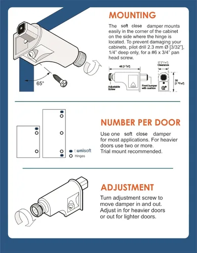 Miniatura 6 de Rok Hardware Amortiguador de cierre suave para puertas de gabinete/Compacto/Adaptador de cierre suave para gabinete/herramienta/bisagra con acabado