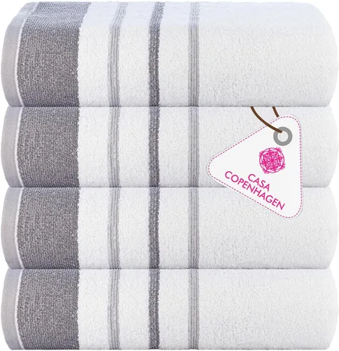 Miniatura 88 de CASA COPENHAGEN Juego de 6 toallas de palomitas de maíz, color azul polvoriento, 21.16 oz/m², 2 toallas de baño, 2 toallas de mano y 2 toallas