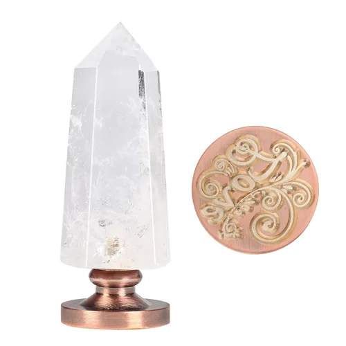 Miniatura 8 de Amogeeli Mango de cera de cristal de roca facetada con cabeza de cobre, sello hexagonal de cera de piedra puntiaguda para invitaciones de boda