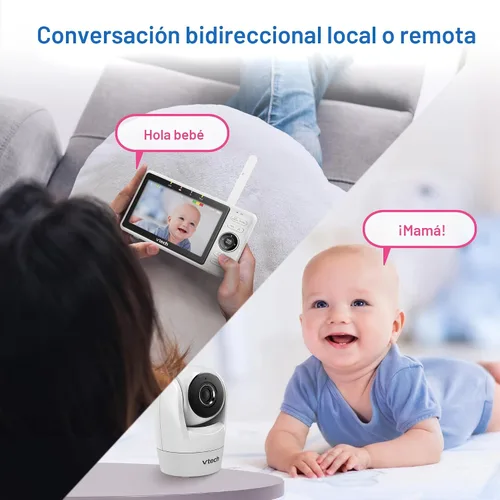 Miniatura 10 de VTech Monitor inteligente WiFi para bebés: mira a tu bebé en casa o desde cualquier lugar, aplicación gratuita, cámara de 1080p, pantalla de 5