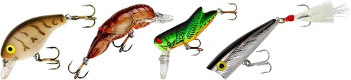 Miniatura 2 de Rebel Lures Classic Critters Crankbait - Paquete de 4 señuelos de pesca, incluye 1 Teeny Pop-R, 1 Crickhopper, 1 pez cangrejo de cangrejo pequeño