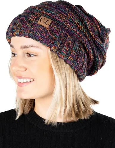 Miniatura 23 de Funky Junque Gorro de moda de punto trenzado de talla extragrande, grueso, abrigado, suave y holgado