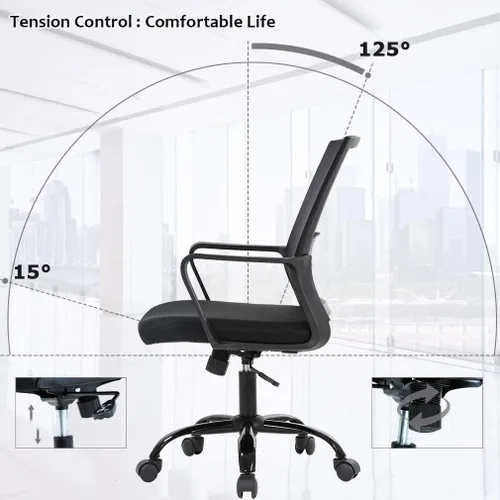 Miniatura 4 de Silla ergonómica de oficina de escritorio barata para el hogar, silla de malla simple, soporte lumbar, taburete ajustable ejecutivo moderno, silla
