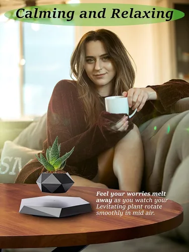 Miniatura 2 de BandDlevs Macetas flotantes para plantas - Maceta levitante - Maceta levitadora para bonsái, suculentas, plantas de aire - Exhibidor magnético