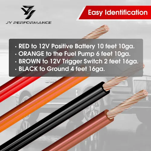 Miniatura 3 de JY Performance Kit de relé de bomba de combustible eléctrica para sistema de 12 V 40 amperios resistente al agua cables largos