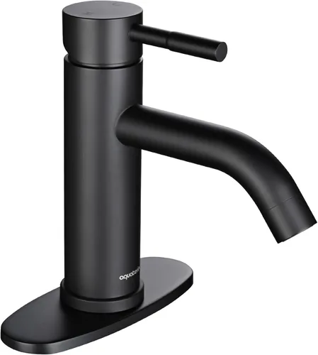 Aquaterior Grifo de lavabo de baño negro mate de una sola manija 1 o 3 agujeros RV lavabo baño vanidad grifo bañera lavabo boho baño grifos CUPC NSF