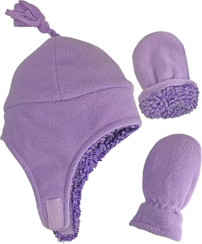 Miniatura 3 de NIce Caps - Conjunto de gorro y mitones de invierno con forro polar sherpa para niños y bebés para invierno