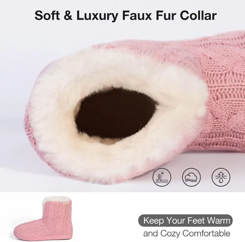 Miniatura 3 de HomeTop Pantuflas mullidas de espuma viscoelástica para mujer con suela de goma para interiores y exteriores