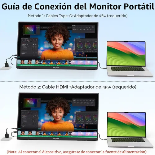 Miniatura 5 de Innoview 23.8” 4K Monitor portátil grande, UHD (3840*2160) 100%sRGB IPS con altavoces USB-C HDMI para el trabajo y el hogar, monitor secundario