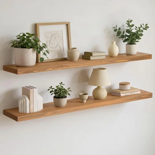 Miniatura 89 de Homeforia Estante flotante blanco de 48 pulgadas, estantes flotantes de madera maciza de alta gama de 48 pulgadas de largo para montaje en pared