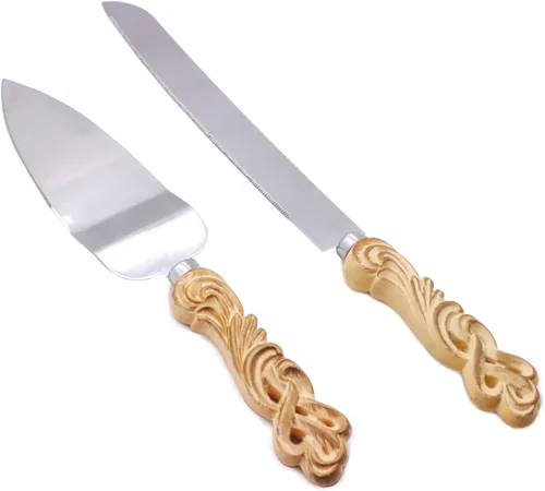 Miniatura 7 de Juego de cuchillo y servidor para pastel de boda, diseño de vestido de novia y novio, juego de cortador de pastel de acero inoxidable, regalos
