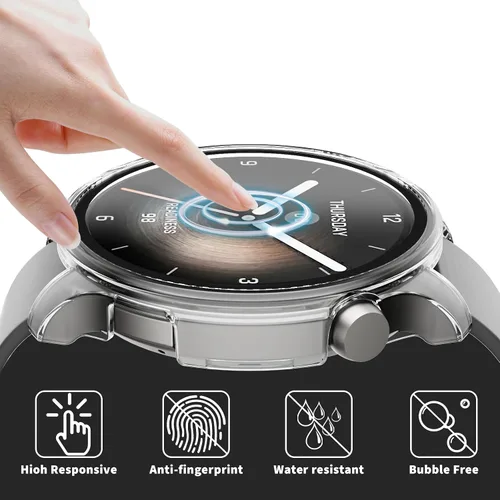Miniatura 3 de Rc-Z Paquete de 2 fundas protectoras de pantalla para reloj inteligente Amazfit Balance, parachoques duro de policarbonato integrado, película