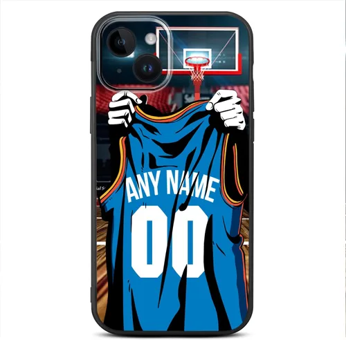 Nombre y número personalizados de bricolaje – Camiseta de baloncesto de Oklahoma City – Funda de silicona líquida para iPhone 17 Air 16 15 Pro Max