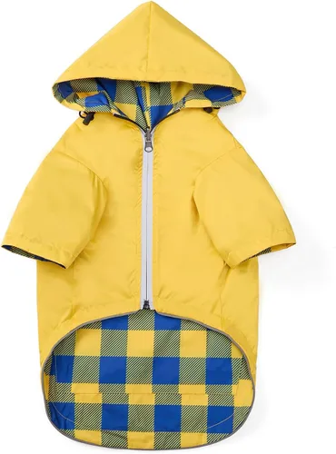 Miniatura 14 de Impermeable para Perros Perros Impermeable Chaqueta de Lluvia Reversible para Perros Razas Pequeñas y Medianas Cremallera Reflectante Bolsillo
