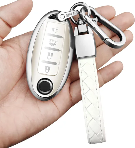 Miniatura 12 de Compatible con Nissan Funda para Llavero con Llavero de Cuero, Funda de Carcasa de Llave de TPU Suave Compatible con Llave Remota Inteligente