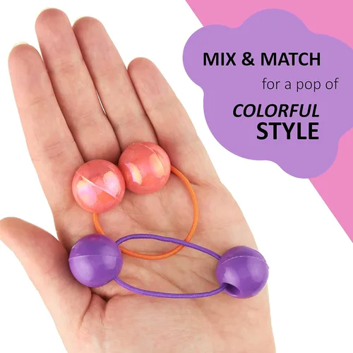 Miniatura 4 de 16 piezas Coletas Bolas de 24MM (0.94 in) Elásticos para Cabello Colección Bolas de Coleta de Colores Brillantes Para Niñas y Niños Pequeños Liso
