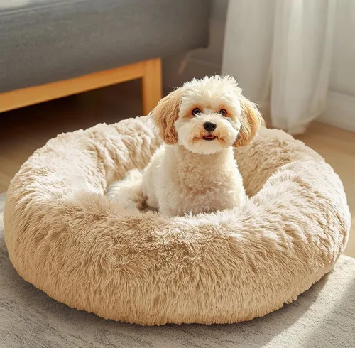 Miniatura 47 de JOLLYVOGUE - Cama para perros y gatos, cama relajante y antiestrés para mascotas y perros pequeños, cojín esponjoso en forma de dona para mascotas