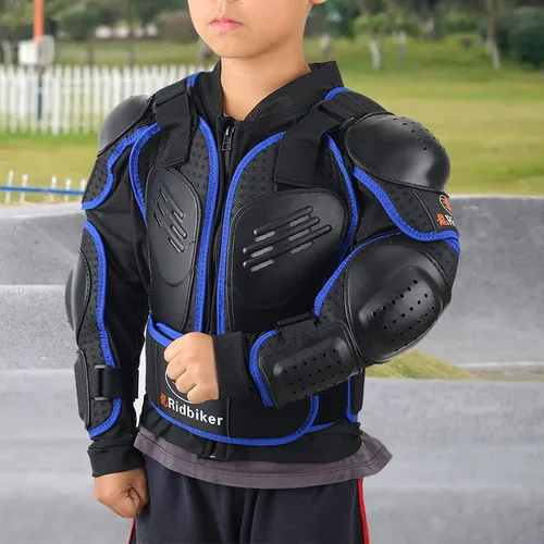 Miniatura 6 de RIDBIKER - Chaleco protector de pecho para niños, equipo de motocross, moto todo terreno, chaqueta de armadura de cuerpo completo para motocicleta