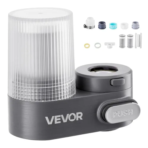 Miniatura 9 de VEVOR Filtro de agua de montaje en grifo, purificador de agua vertical para grifo de fregadero, filtro de fibra de carbono certificado NSF, elimina